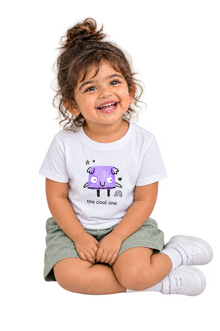 Anaya sitting in The cool one tee, no cap
