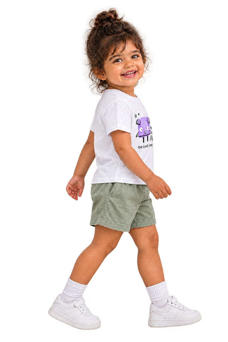 Anaya walking in The cool one tee, no cap