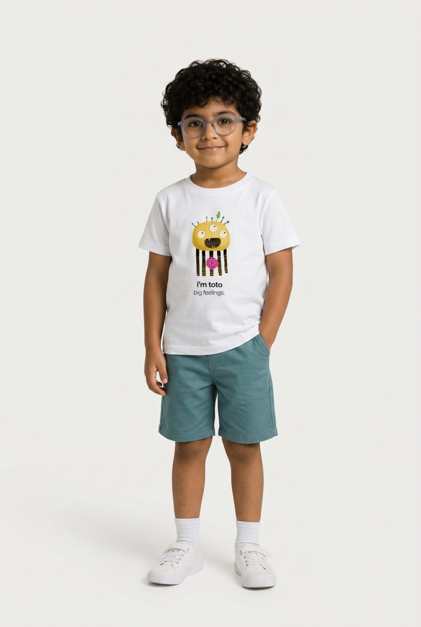 Arav in white Toto tee