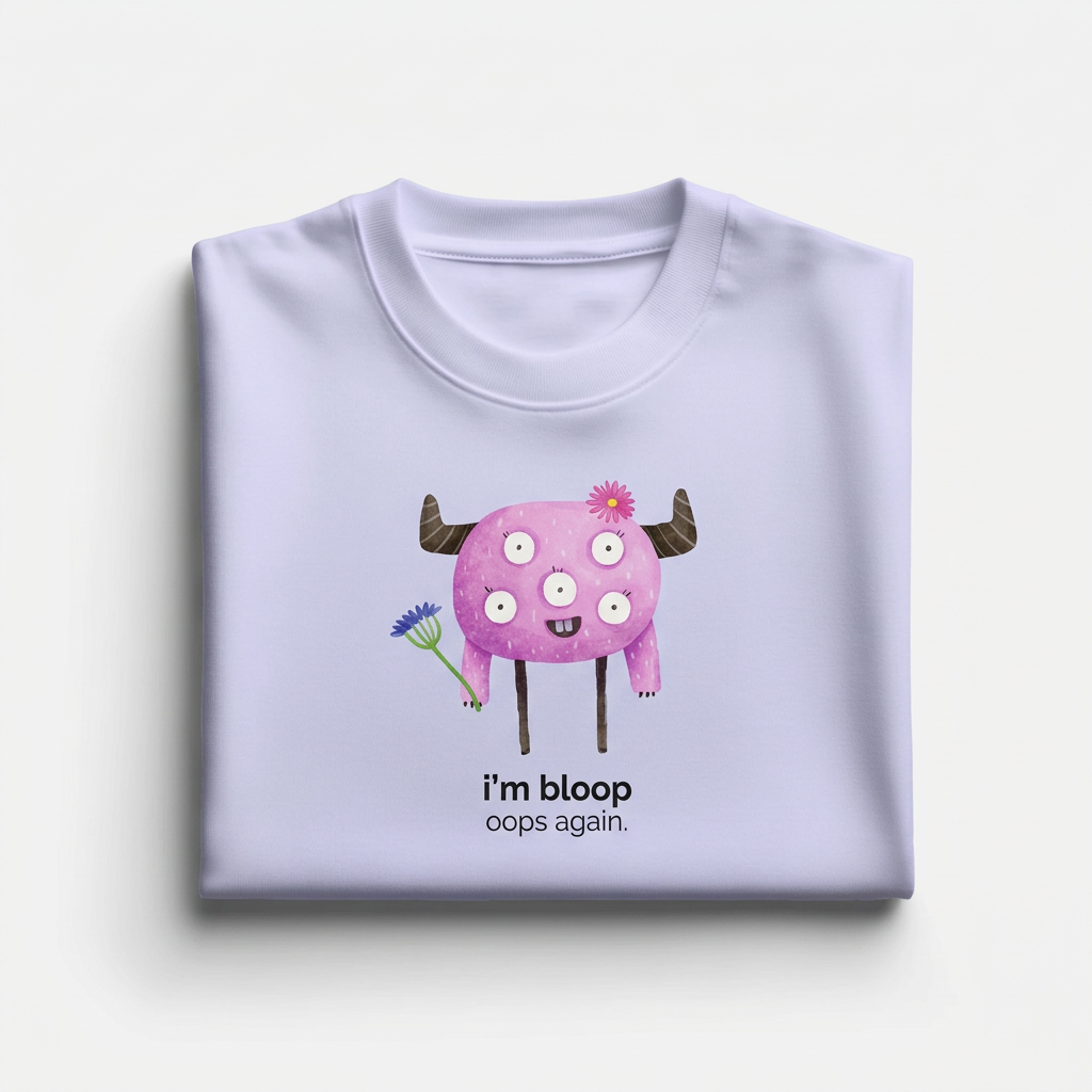 Folded lavender Bloop tee