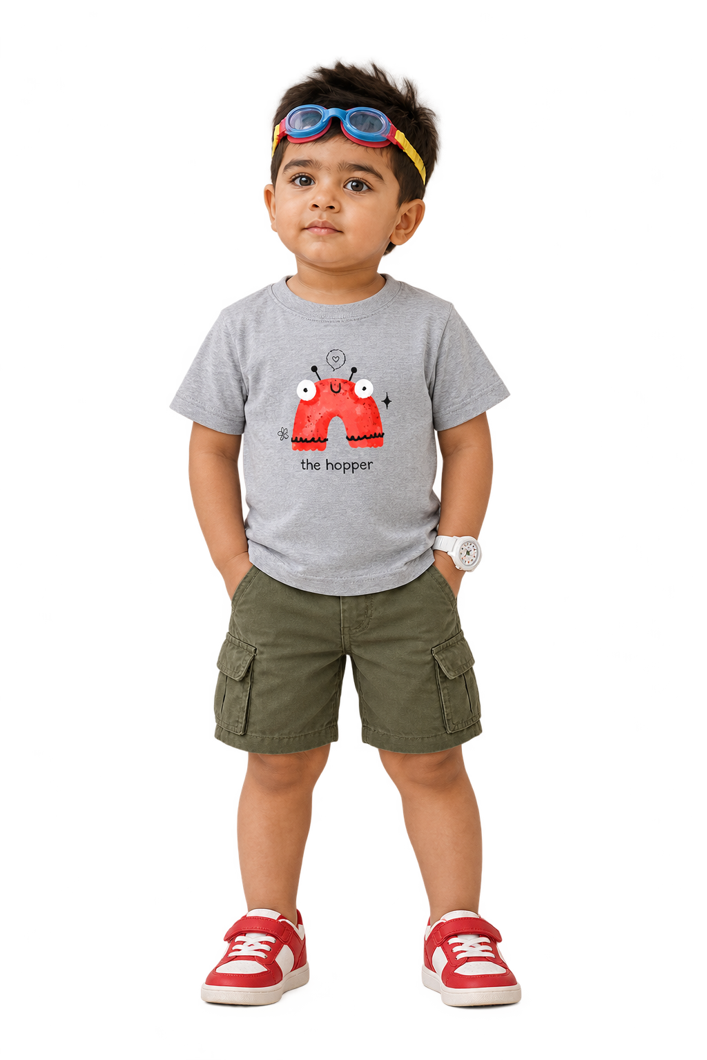 Kabir in the hopper tee, front
