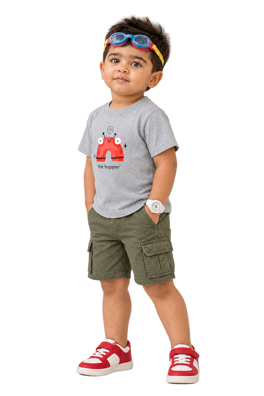 Kabir in the hopper tee, three-quarter