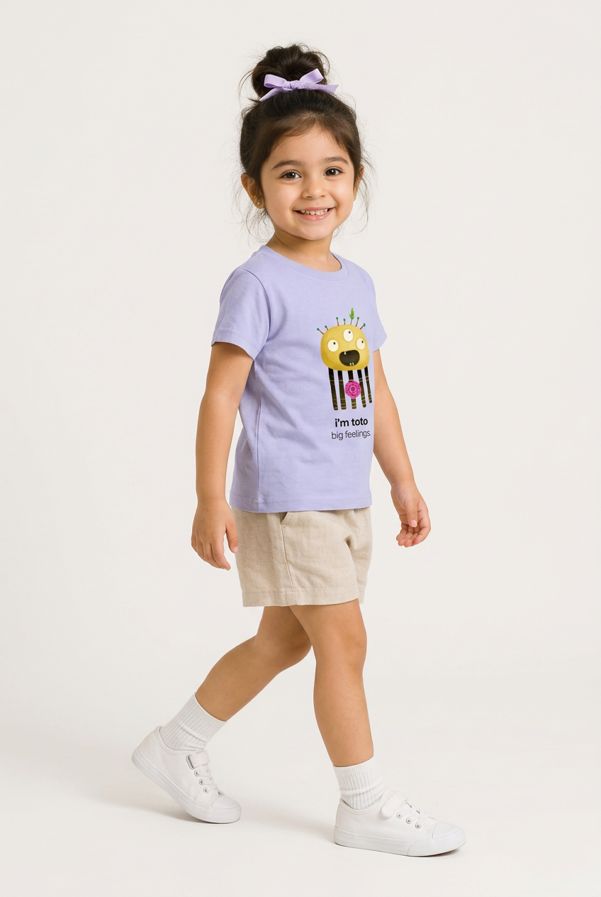 Myra in lavender Toto tee
