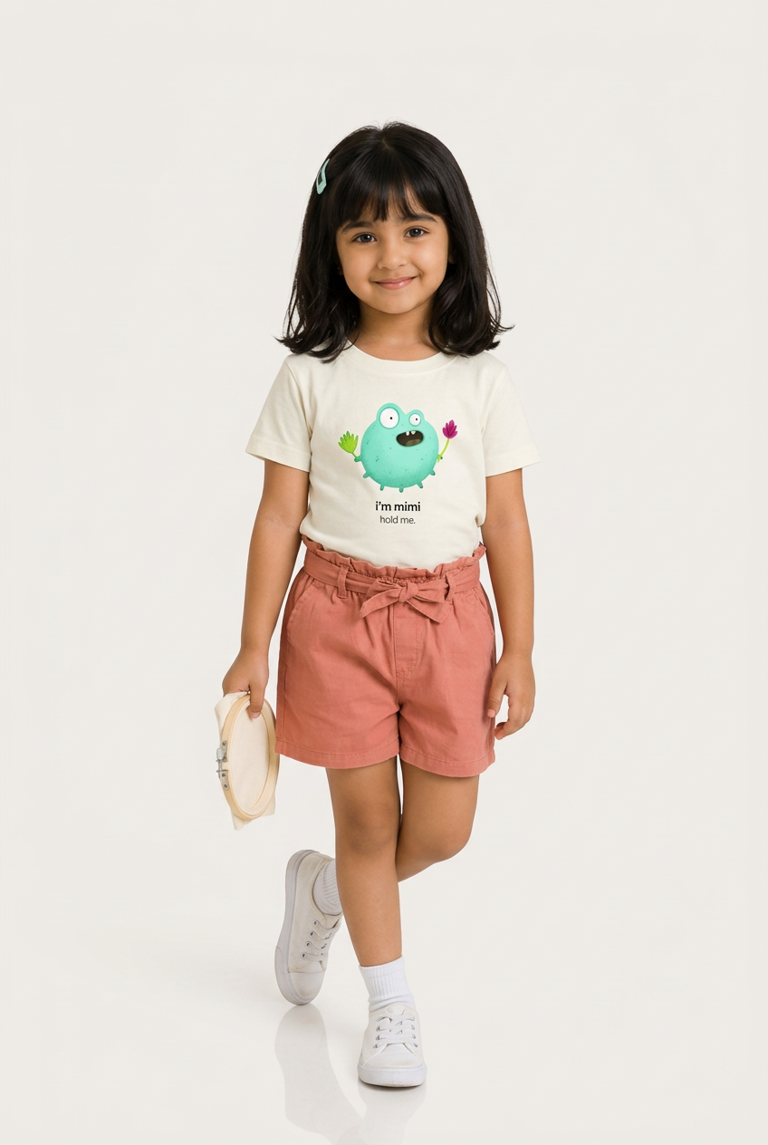 Tara in Mimi tee, balancing pose
