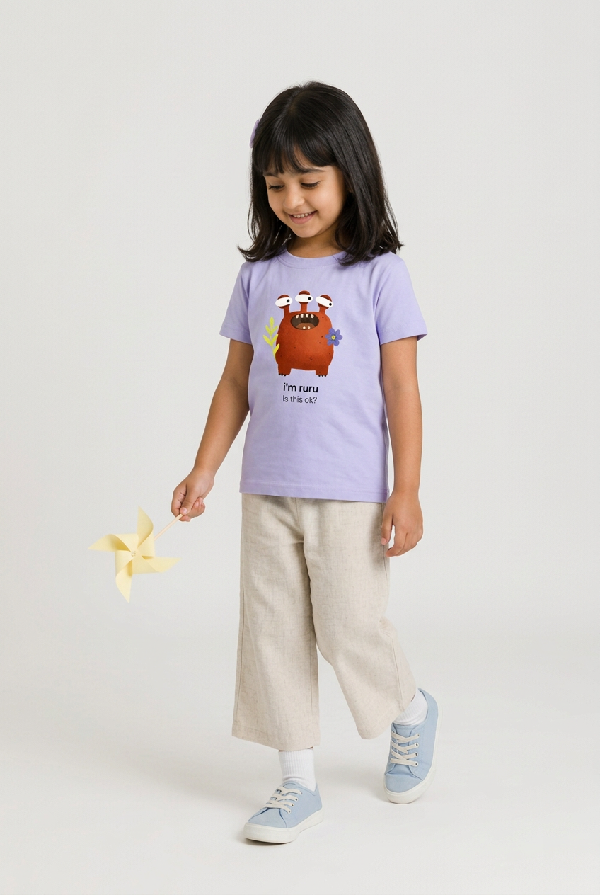Tara in Ruru tee, pinwheel pose