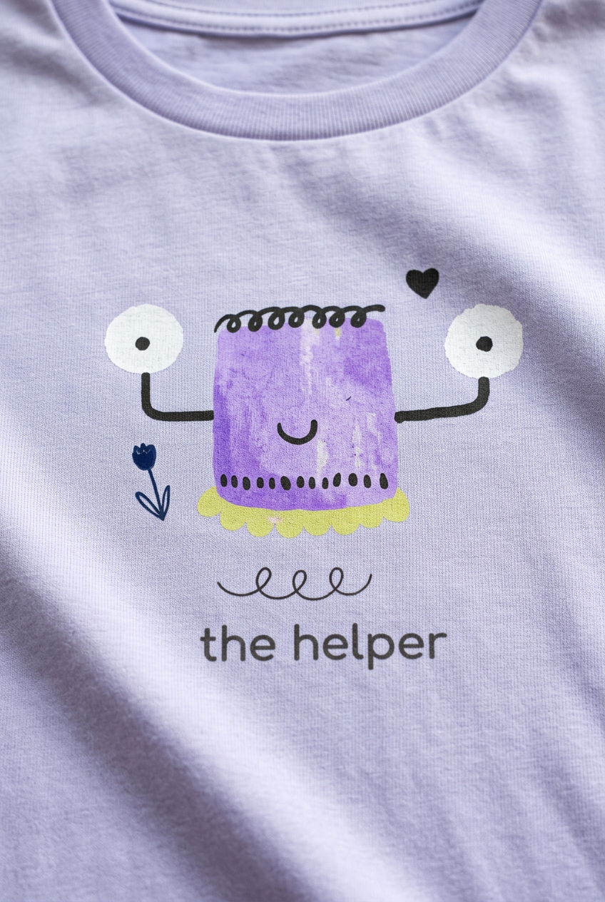 The helper tee, design close-up