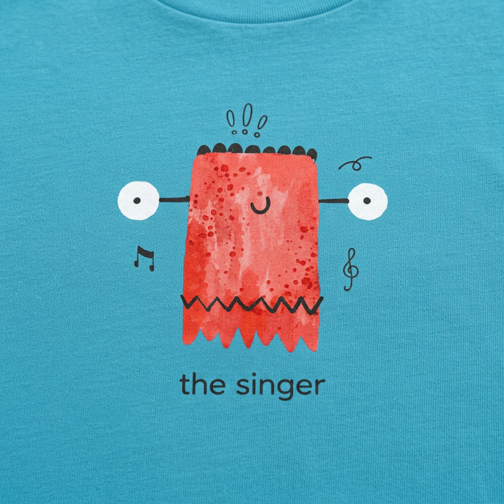 The singer teal print close-up