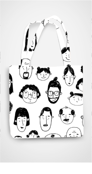 Faces_AOP_Tote_Bag with zipper